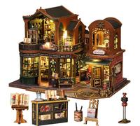 TOPBSFARNY DIY Miniature House Kit Architectural Model House, Miniatures House Making Kit with Furniture, Tiny House Kit for Adult to Build Christmas Halloween Decorations Gifts for Family or Friend