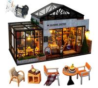 TOPBSFARNY DIY Miniature House Kit with Music, 3D Book Nook Kit with LED Light, Wooden Craft Building Set Bookshelf Insert Decor, Creative Birthdays