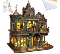 TOPBSFARNY DIY Miniature House Kit, Wooden Detective Scene Model with LED Lights, 3D Puzzle Building Craft Kit for Adults, Birthday, Home Decor (with Dust Cover)