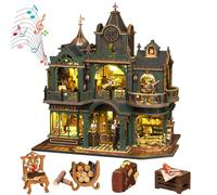 TOPBSFARNY DIY Miniature House Kit, Wooden Detective Scene Model with LED Lights, 3D Puzzle Building Craft Kit for Adults, Birthday, Home Decor (without Dust Cover)