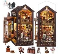TOPBSFARNY DIY Miniature Wooden Coffee Shop Model Kit with LED Lights | 3D Puzzle Building, Dust Cover Included, Home Decor, Craft Kit for Adults, Birthday
