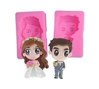 TOPBSFARNY DIY Silicone Mold,3D Bride and Groom Shape Fondant Mold for Wedding Party Cake Topper Decorating Chocolate Candy Clay Resin Epoxy Molds