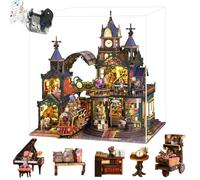 TOPBSFARNY Miniature Wooden Dollhouse with Music Movement DIY Doll House Kit Villa Building 3D Model Creative Gifts for Friend Parents (With Dust Cover)