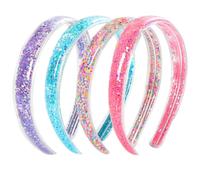 Topbuti 4 Pack Glitter Headbands for Girls, Sparkly Confetti Headbands with Teeth for Kids, Cute Rainbow Headband Pink Purple Blue Glitter Hair Accessories for