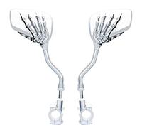 TOPCABIN 1 Pair Bicycle Mirror,Big View Bike Rear View Mirror Blindsight Multi Angle Adjustable Bike Mirror Billet Aluminum Chrome Plated Outside Skull Claw Style Also suitable for motorcycle mirror
