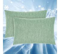 Topcee Cooling Pillow Cases, 2 Packs King Size Arc-Chill Q-Max>0.5 Ultra Soft Cool Pillowcases for Hair and Skin, Breathable Cold Pillow Case for Hot Sleepers & Night Sweats (Green 20x36)