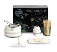 Topchances 7 Pcs Matcha Set,Matcha Whisk,Matcha Kit for Ceremony,Matcha Tea Set for Making Latte,Matcha Whisk and Bowl with Scoop&Sifter,for Beginners and Enthusiasts Gift for Matcha Lover (White)