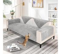Topchances Chenille Sofa Cover 1 2 3 Seater,Washable Sofa Slipcovers Non-Slip Seat Cushions with Silicone Particles All-Seasons Apply to Dogs Cat Pet Living Room Cushions(Grey,70×210cm 1 Piece)