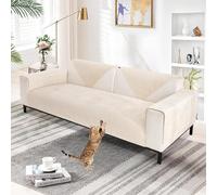 Topchances Chenille Sofa Cover 1 2 3 Seater,Washable Sofa Slipcovers Non-Slip Seat Cushions with Silicone Particles All-Seasons Apply to Pet Living Room Cushions(Off White,90x90cm 1 Piece)
