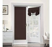 Topchances French Door Panel Curtains Set of 2, Punch-Free Velcro Blackout Door Curtains, Thermal Insulated & Dustproof Door Curtains for Patio Door/Indoor 26" x 68" (Brown)