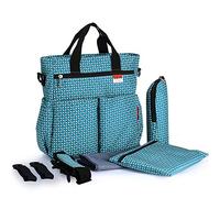 Topchances Multifunctional Large Capacity 2-in-1 Baby Napping Changing Bag 30x10x33.5cm with 13 Pockets +Insulated Bottle Bag+ Changing Mat+ Adjustable Strap+Storage Bag for Mum Nanny (Green Flower)