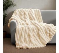 Topchances Rabbit Plush Blanket,360GSM/180GSM Double Layer Fabric Multifunctional Four Seasons Super Soft Comfortable Throw Blanket Fluffy Bed Blanket for Sofa Bed,Armchair(Beige,160×200cm)