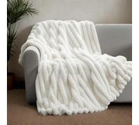 Topchances Rabbit Plush Blanket,360GSM/180GSM Double Layer Fabric Multifunctional Four Seasons Super Soft Comfortable Throw Blanket Fluffy Bed Blanket for Sofa Bed,Armchair(Off-White,100×160cm)