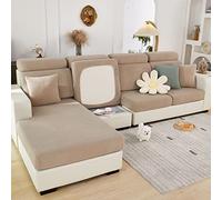 Topchances Sofa Seat Cushion Covers - High Stretch Universal Elastic Sofa Cover, Non-Slip Sofa Couch Slipcovers for Sofa L Shaped Chaise Longue Furniture Protection (Weaves, Light Coffee)