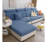 Topchances Sofa Seat Cushion Covers - Universal Stretch Sofa Slipcovers Couch Seat Cover L Shape, Soft Sofa Seat Cover Couch Chaise Covers, Sofa Cushion Protector Covers (Blue Wheat)