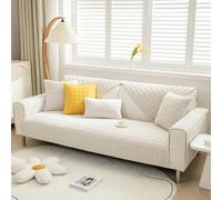 Topchances Soft Corduroy Sofa Cover - New Non-Slip Sofa Covers 1 2 3 Seater, Couch Covers for Sectional Sofa, Comfy Couch Cover, Sofa Cover L Shape Furniture Protector for Living Room (Beige White)