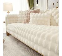 Topchances Soft Plush Sofa Cover - New Non-Slip Sofa Covers 1 2 3 Seater, Rabbit Faux Fur Couch Covers, Fluffy Couch Cover, Sofa Cover L Shape Furniture Protector for Living Room (Beige, 90x160)