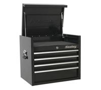 Topchest 4 Drawer 660mm Heavy-Duty Black - Sealey PTB66004 New