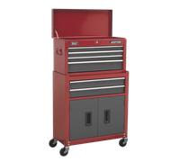Topchest & Rollcab Combination 6 Drawer with Ball-Bearing Slides- Red