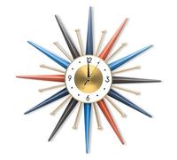 TopCity Large Modern Wall Clock Sunburst for Living Room 20 Inch/50CM Mid Century Silent Non-Ticking Big Clocks Metal Decorative Wall Clock for Kitchen,Bedroom,Bathroom,Office,Home Decor(Colorful)