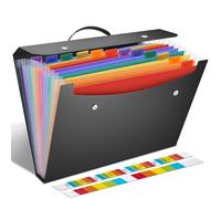 TOPCJ Expanding File Folder,Accordion File Organiser with Handle,12 Pockets Portable A4 Documents Filing Box,Accordian Bill Receitp Organiser for Business Trip,Office,School