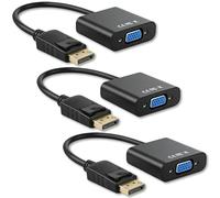 Topcloud DisplayPort (DP) to VGA Adapter, DP to VGA Converter Male to Female Gold-Plated Cord for PC, Laptops, Displays, Monitors, Projectors and More (3 pack)
