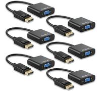 Topcloud DisplayPort (DP) to VGA Adapter, DP to VGA Converter Male to Female Gold-Plated Cord for PC, Laptops, Displays, Monitors, Projectors and More (6 pack)