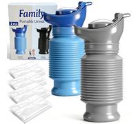 Topcloud Portable Urinal 750ML, Shrinkable Leak-Proof Unisex Emergency Urinal, Reusable Travel Urinal for Adults Elderly & All Family Users, Car Camping Traffic Jams Hiking Bedside Care (Blue & Gray)