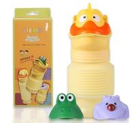 Topcloud Shrinkable Urinal, 420ml Portable Mobile Toilet Potty Pee Urine Bottle with Two Cartoon Heads, Reusable Emergency Urinal for Kids Camping Car Travel Traffic Jam and Queuing