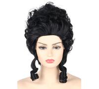 Topcosplay 50s 60s Baroque Wig Colonial 18th Century Bouffant Wig Black Curly Queen Wigs Halloween Costume Wigs