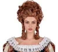 Topcosplay 50s 60s Baroque Wig Colonial 18th Century Bouffant Wig Pink Curly Queen Wigs Halloween Costume Wigs (Brown)