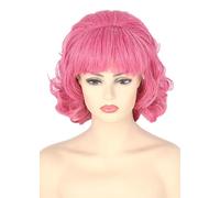 Topcosplay 50s Womens Wigs Frenchy Wig Short Pink Bouffant Wig Halloween Costume Wigs (Rose red)
