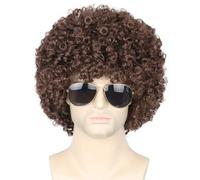 Topcosplay Afro Wig for Men 80s 70s Wigs for Men Disco Wig Blonde Brown Short Curly Wig for Halloween Cosplay