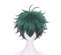 Topcosplay Anime Cosplay Wig Unisex Short Green Black Mixed Wigs for Halloween Costume