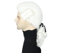 Topcosplay Baroque Noble Wig - Long White/Blonde Wig with Ponytail for Halloween Parties