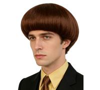 Topcosplay Dark Brown Bowl Cut Wig Short Mushroom Funny Wig Men's 60s 70s 80s Cosplay Halloween Costume Wigs (Dark Brown)