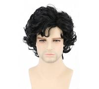 Topcosplay Mens Wigs Short Curly Fluffy Cosplay Halloween Character Costume Wig Layered (Black)