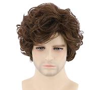 Topcosplay Mens Wigs Short Curly Fluffy Cosplay Halloween Character Costume Wig Layered (Light Brown)