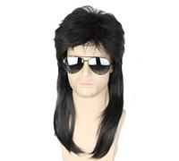 Topcosplay Mullet Wig for Men, Black, 80s Wig, Punk Popstar Wig for Halloween, Carnival, Fancy Dress