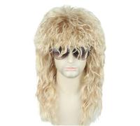 Topcosplay Mullet Wigs for Men 80s Mullet Wig Black Punk Metal Rocker Retro Wig Adults Halloween Costume Accessory
