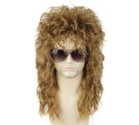 Topcosplay Mullet Wigs for Men 80s Mullet Wig Black Punk Metal Rocker Retro Wig Adults Halloween Costume Accessory