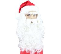 Topcosplay Santa Claus Wig with Beard Long White Wig Father Christmas Costume Wigs