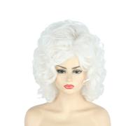 Topcosplay Women's Bouffant Beehive Wig White Medium Curly Halloween Costume Party Vintage Wigs