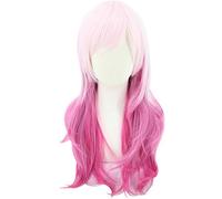 Topcosplay Women's Pink Red Wig Long Wavy Lolita Wig Anime Gradient Wigs for Halloween Cosplay or Daily Use