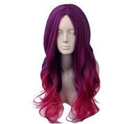 Topcosplay Women's Purple Red Wig Long Wave Cosplay Wigs Gradient Ombre Synthetic Wig for Halloween Party or Daily Use