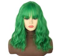 Topcosplay Women's Wig Half Black and Half Grey Long Wavy Curls Natural Wig for Costume Party Halloween Carnival (Vanilla Green)
