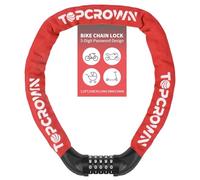 Topcrown Bike Chain Lock 3.2 ft Long High Security Heavy Duty Anti Theft, 5 Digit Combination Resettable Keyless Bicycle Lock for Bike/Electric Scooter/Ebike/Motorcycle (Red)