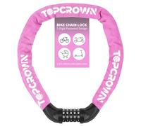 Topcrown Bike Chain Lock 3.2 ft Long High Security Heavy Duty Anti Theft, 5 Digit Combination Resettable Keyless Bicycle Lock for Bike/Electric Scooter/Ebike/Motorcycle (Pink)