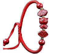 Topcrystal Feng Shui Bracelet Red String Bracelet Chinese Zodiac Animals Bracelet Cinnabar Crystal Stone Bracelet Talisman Good Luck Bracelet Adjustable Handmade Cord Bracelet Women Men,Horse