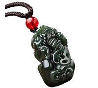 Topcrystal Jade Dragon Necklace for Women Men Feng Shui Wealth Necklace Hetian Jade Amulet Pixiu Pendant Necklace Green Jade Talisman Adjustable Necklace Vintage Natural Stone Fortune Necklace